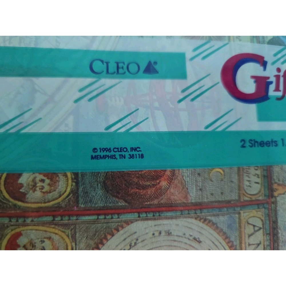 Cleo Gift Wrap OLD WORLD MAP HISTORY NIP Vintage 2 Sheets CLEO Total 8.3 sq ft - Picture 2 of 4